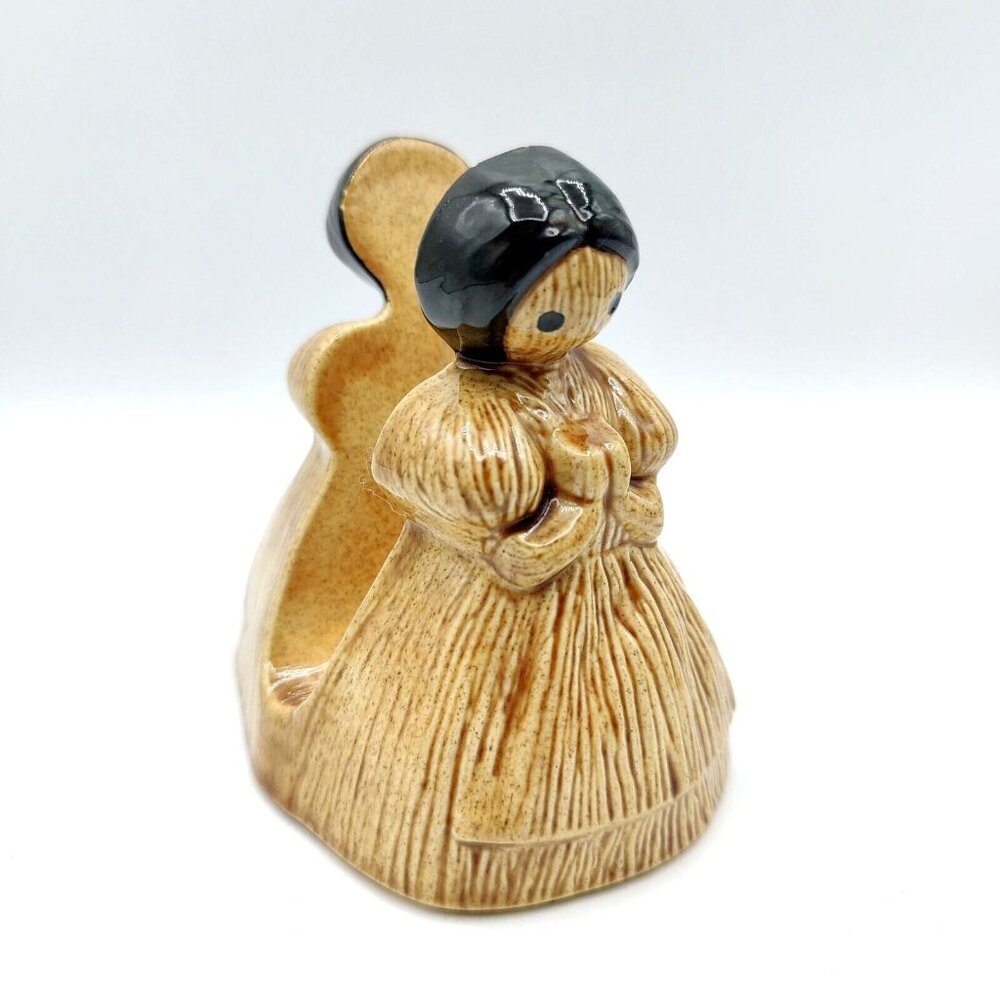 Vintage Cornhusk Doll Tabletop Napkin Holder Thanksgiving Folk Decor